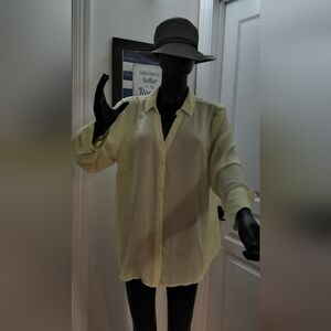 Worthington Sheer Blouse in Lime Meringue Yellow NWT